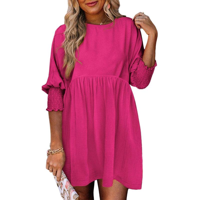 Mirasol - Crew Neck Loose Fit Mini Dress