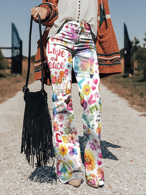 Fidelia | Retro Peace Flare Pants