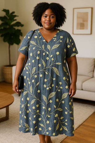 Andrea - Retro Floral Print Dress