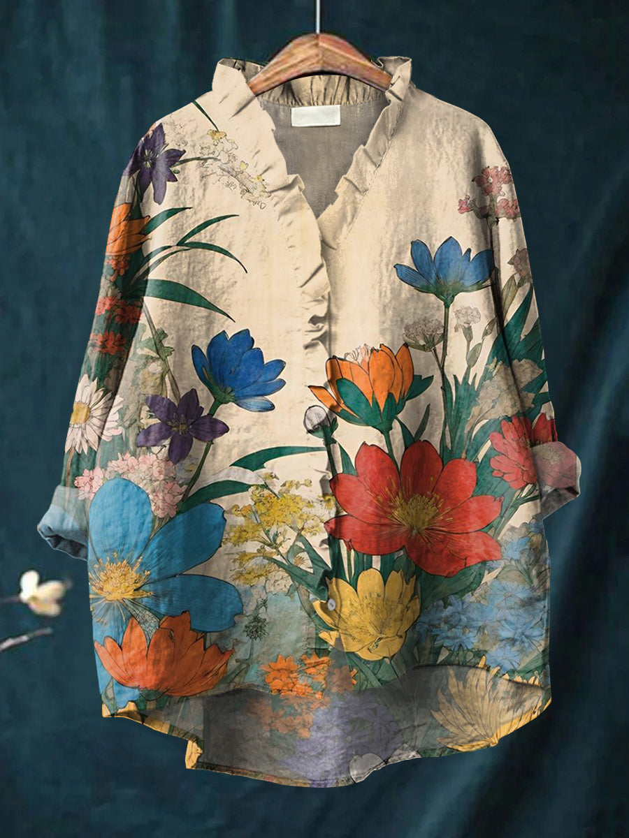 Sable - Ruffle Collar Boho Blouse