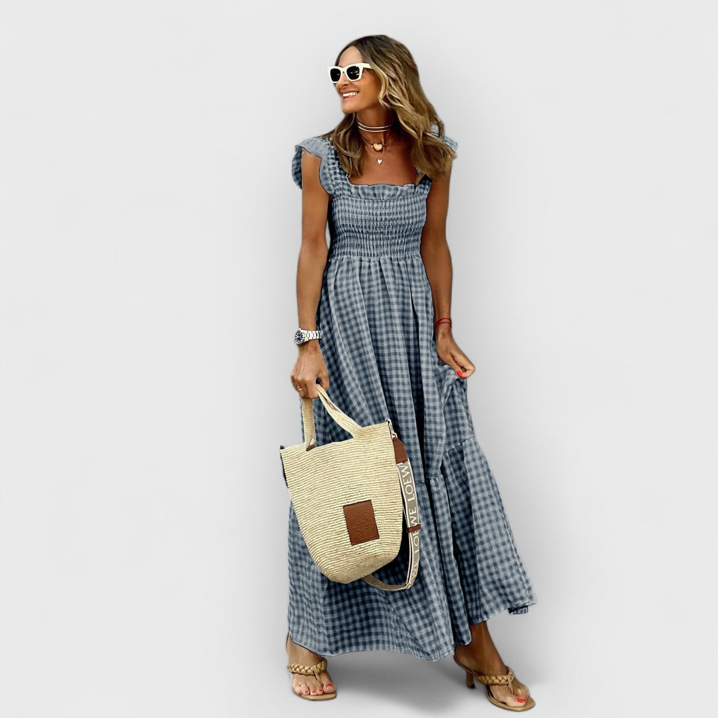 Jaela | Checkered maxi dress