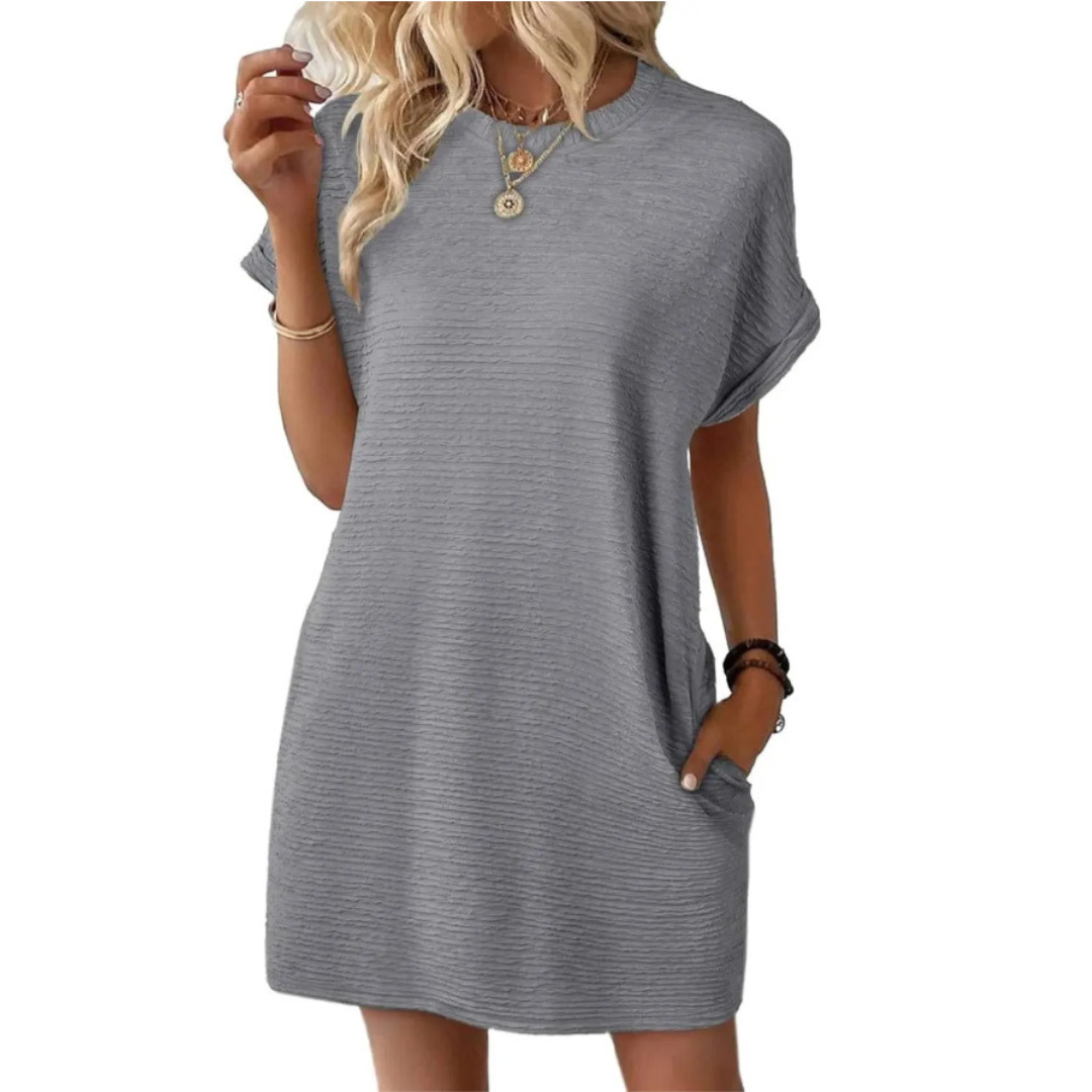 Evash  – Casual Minimalist Round Neck Summer Dress