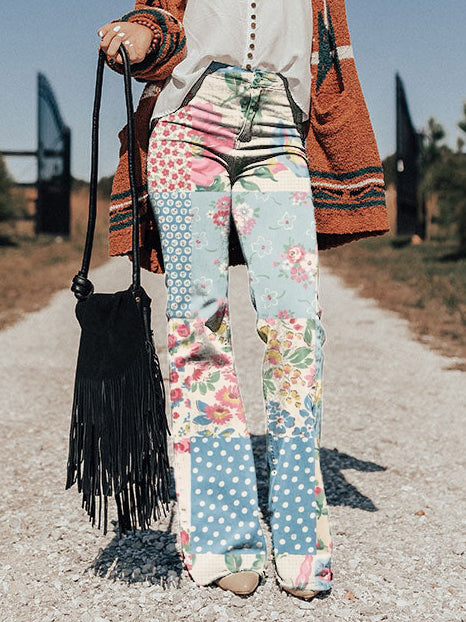 Fioralisa | Patchwork Flare Pants