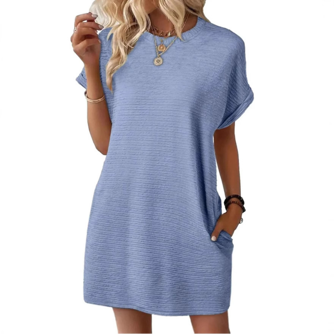 Evash  – Casual Minimalist Round Neck Summer Dress
