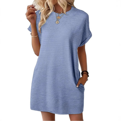 Evash  – Casual Minimalist Round Neck Summer Dress