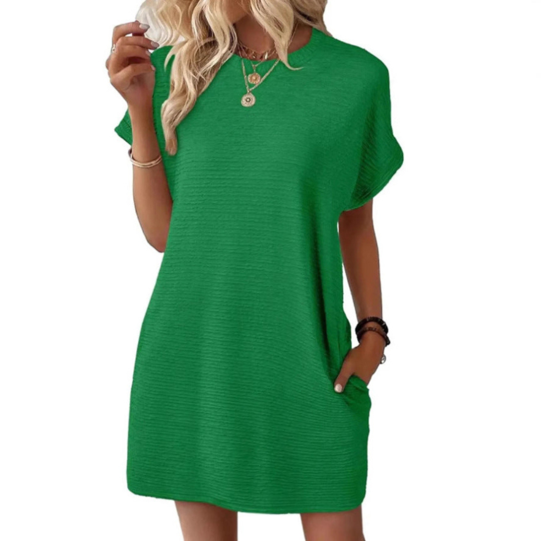 Evash  – Casual Minimalist Round Neck Summer Dress