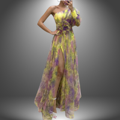 Maria | Vibrant One-Shoulder Floral Maxi Dress
