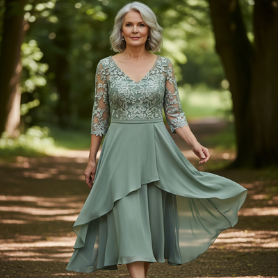 Lorraine™ Embroidered Chiffon Midi Dress