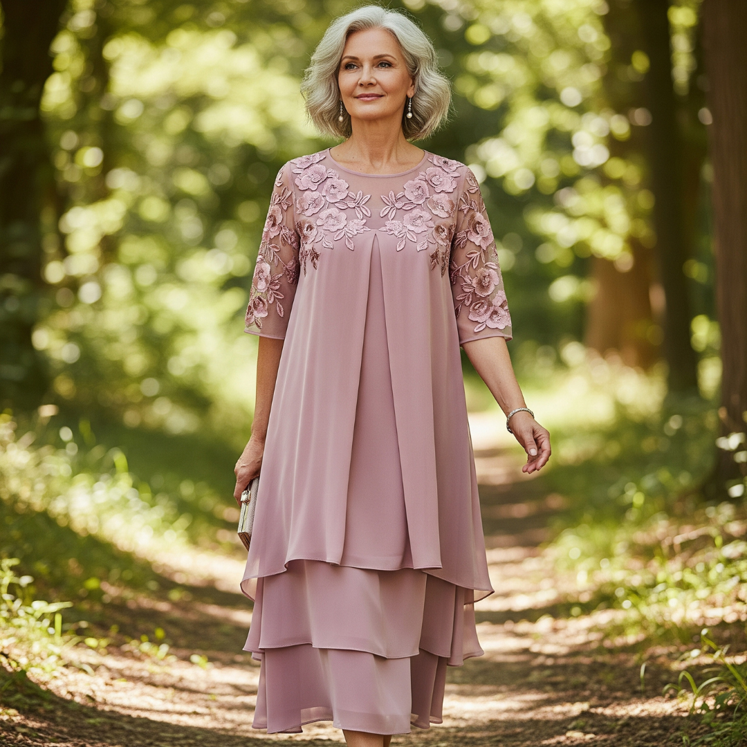 Bernice™ Embroidered Three-Layer Dress