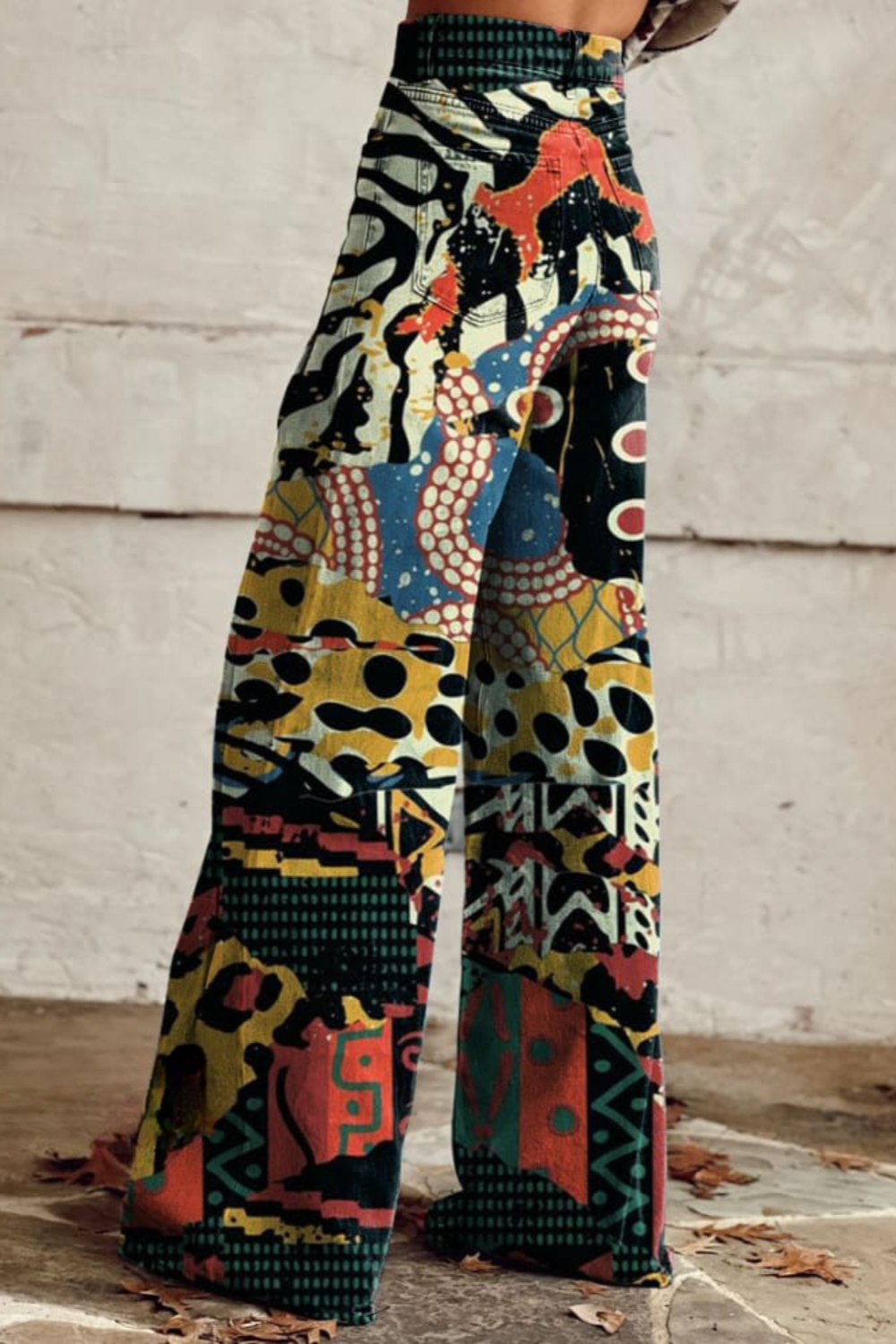 Nina | Abstract Print Wide-Leg Jeans