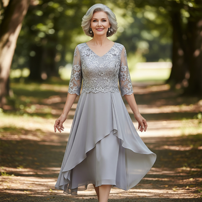 Lorraine™ Embroidered Chiffon Midi Dress