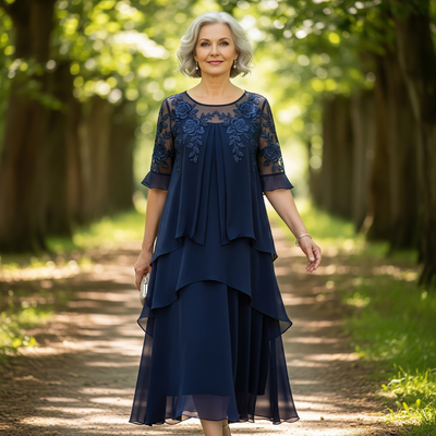 Bernice™ Embroidered Three-Layer Dress