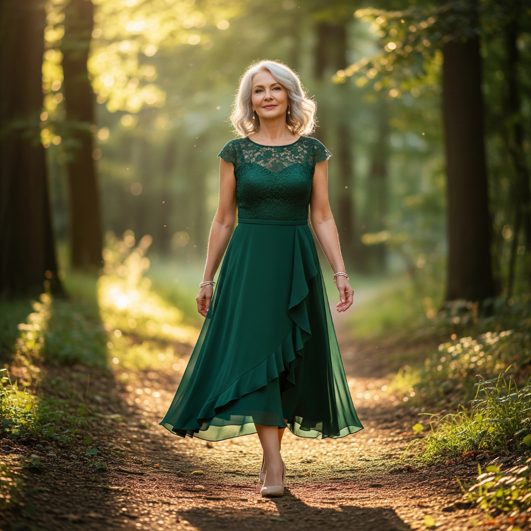 Nadine Graceful Lace Midi Dress