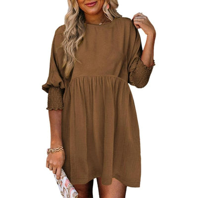 Mirasol - Crew Neck Loose Fit Mini Dress
