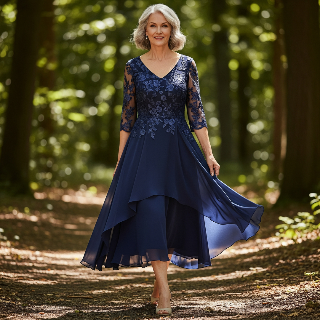 Lorraine™ Embroidered Chiffon Midi Dress