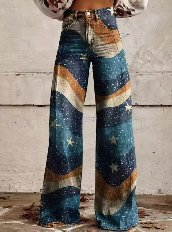 Maja | Starry Stripes Wide-Leg Jeans