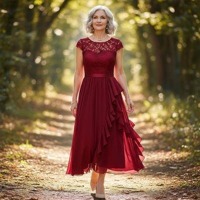 Nadine Graceful Lace Midi Dress