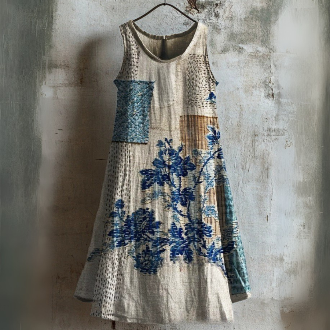 Vintage Patched Design Tank Dress