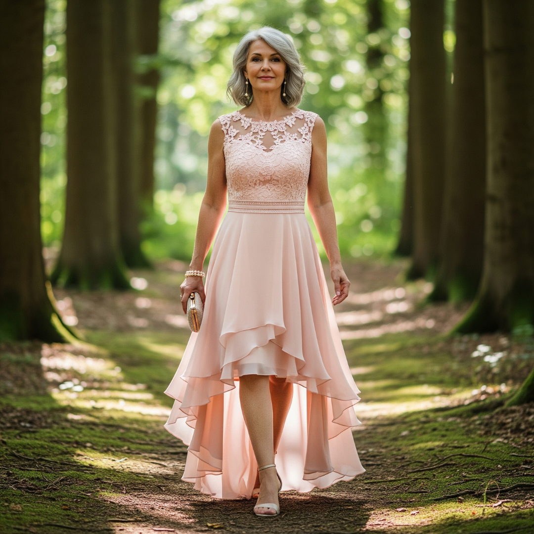 Lucille™ Lace & Chiffon High-Low Dress