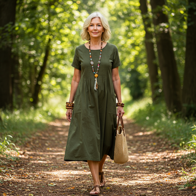 Caroline – Casual Pleated Midi Dress