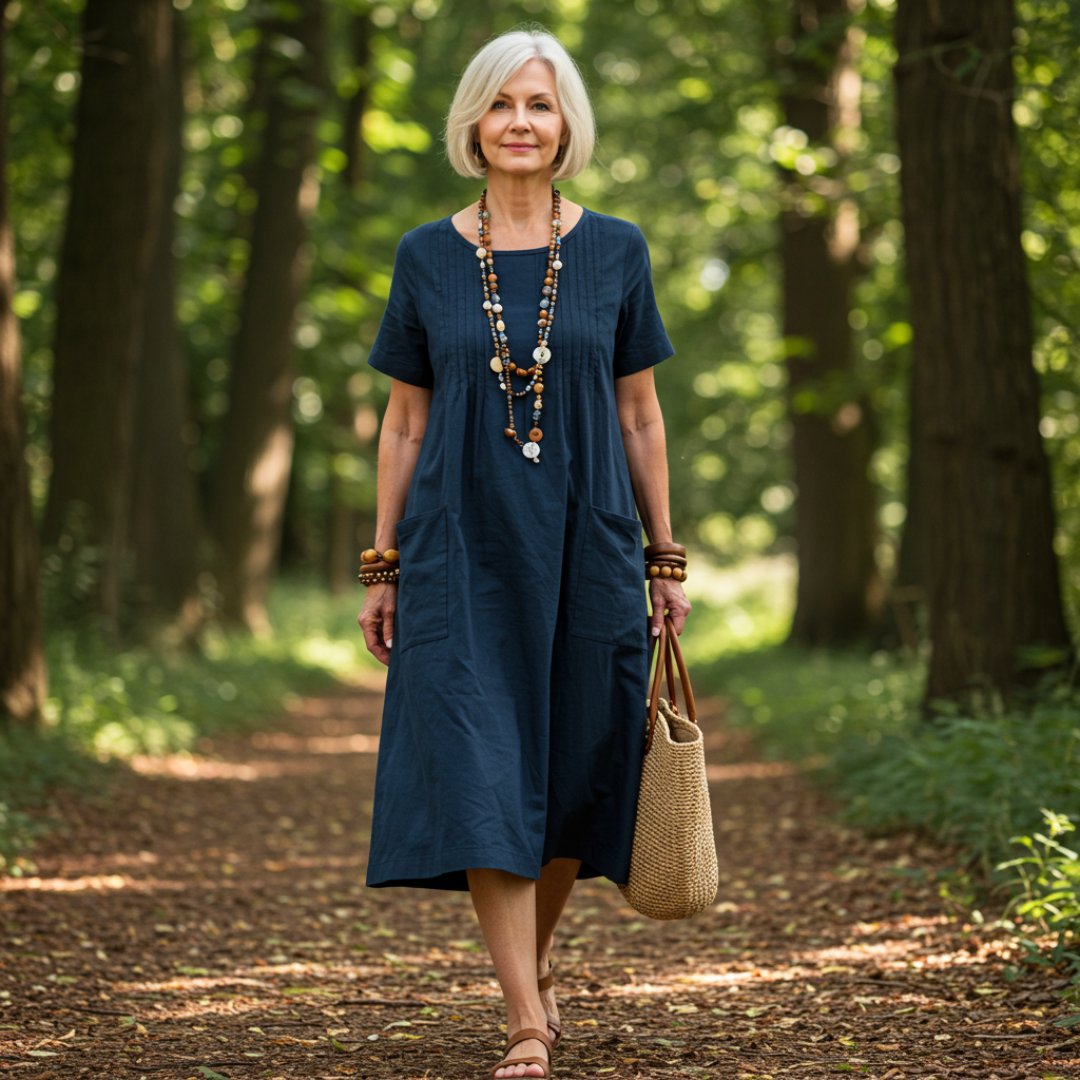 Caroline – Casual Pleated Midi Dress