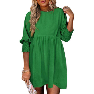 Mirasol - Crew Neck Loose Fit Mini Dress