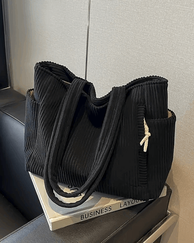 Tilda | Ribbed Tote Bag with Cord Detail