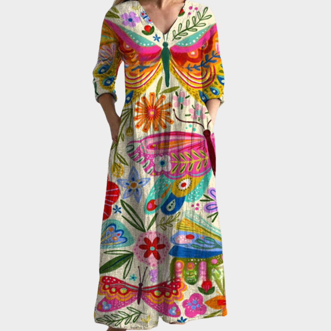 Mary | Comfortable Loose-Fit Floral Dress