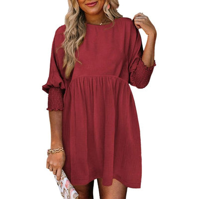 Mirasol - Crew Neck Loose Fit Mini Dress