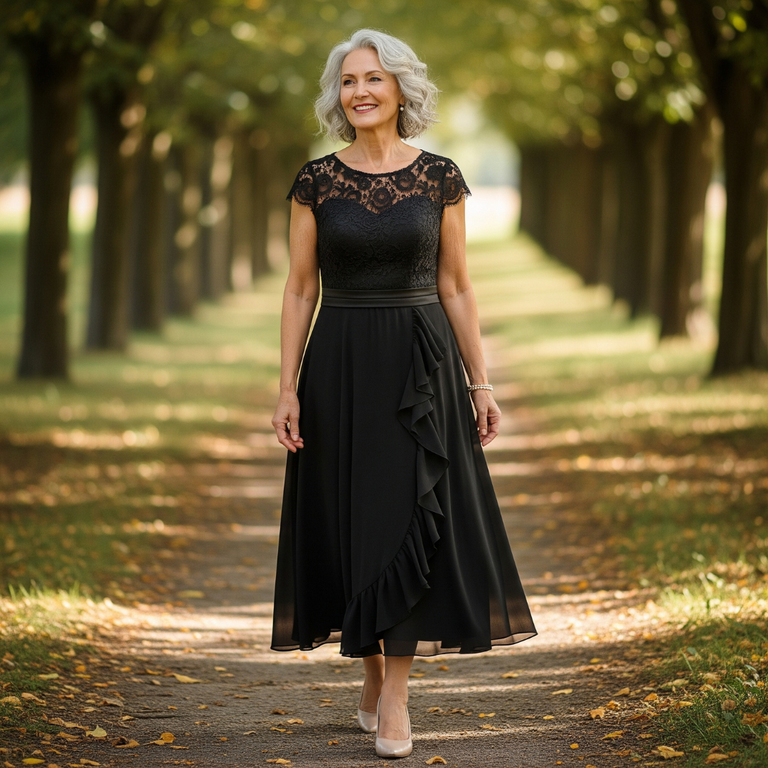 Nadine Graceful Lace Midi Dress