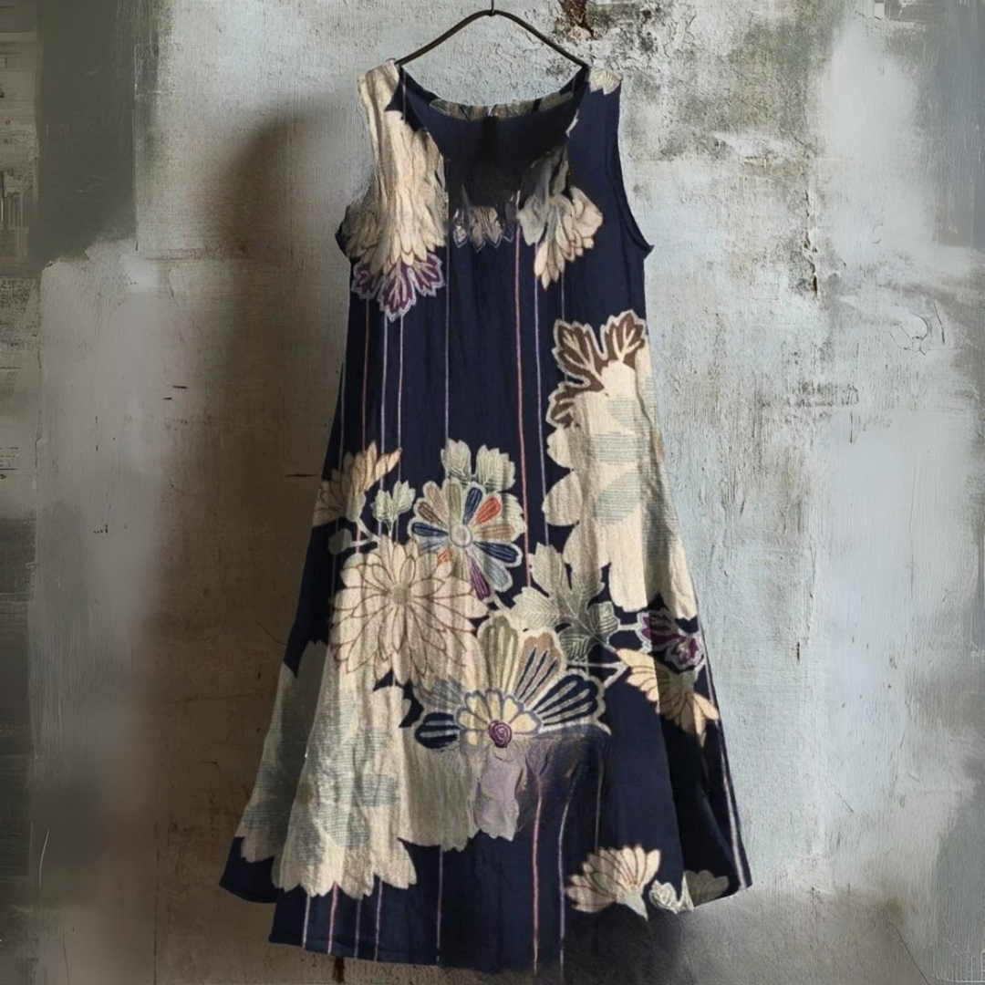 Retro Purple Flowers Tank Dress