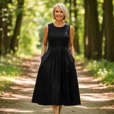 Amara – Crew Neck Pleated Dress