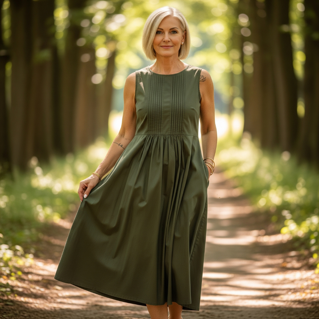 Amara – Crew Neck Pleated Dress