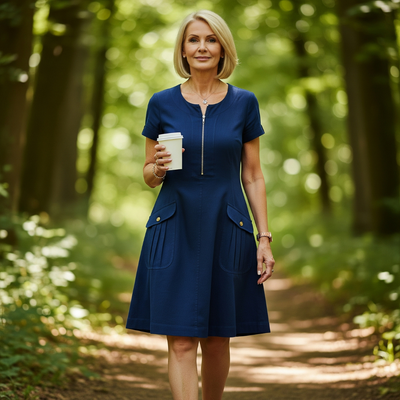 Sofia - Elegant Short Sleeve Cotton Dress With Pockets