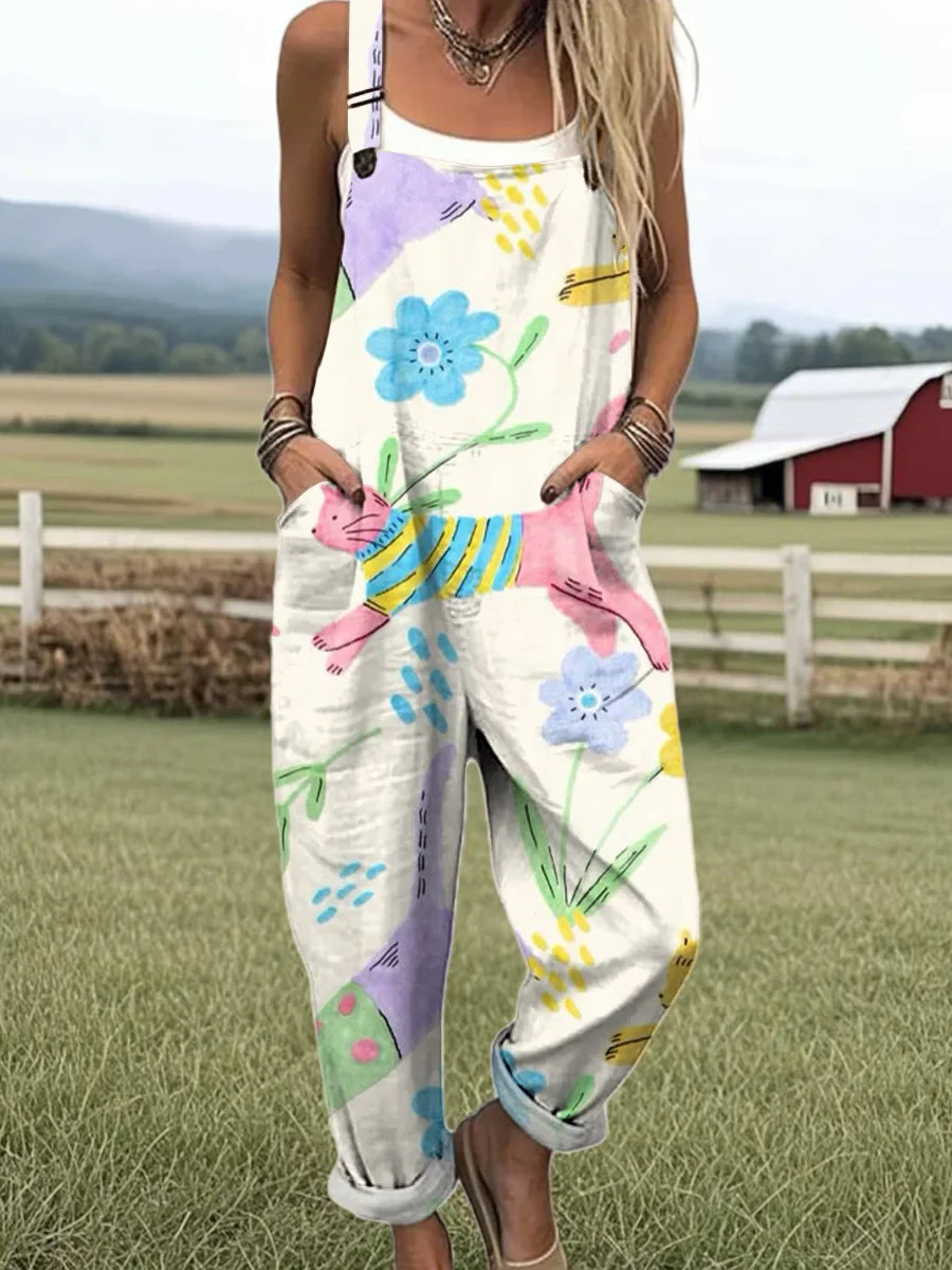 Elara - Art Printed Wide Leg Jumpsuit