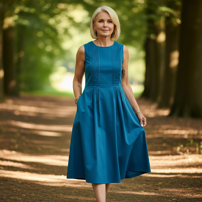 Amara – Crew Neck Pleated Dress