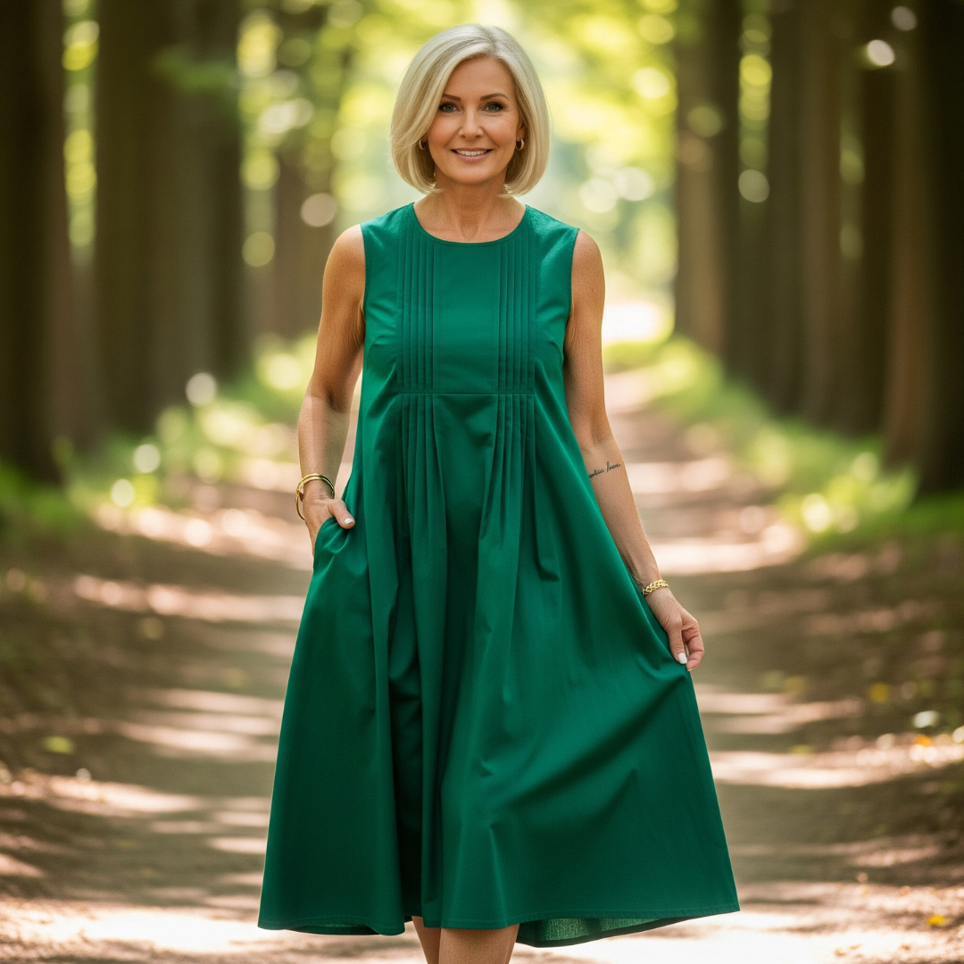 Amara – Crew Neck Pleated Dress