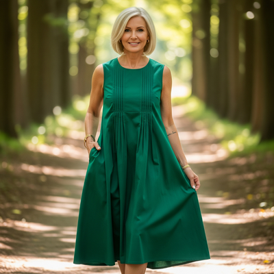 Amara – Crew Neck Pleated Dress