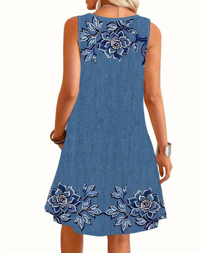Patricia - Sleeveless Denim-Look Dress