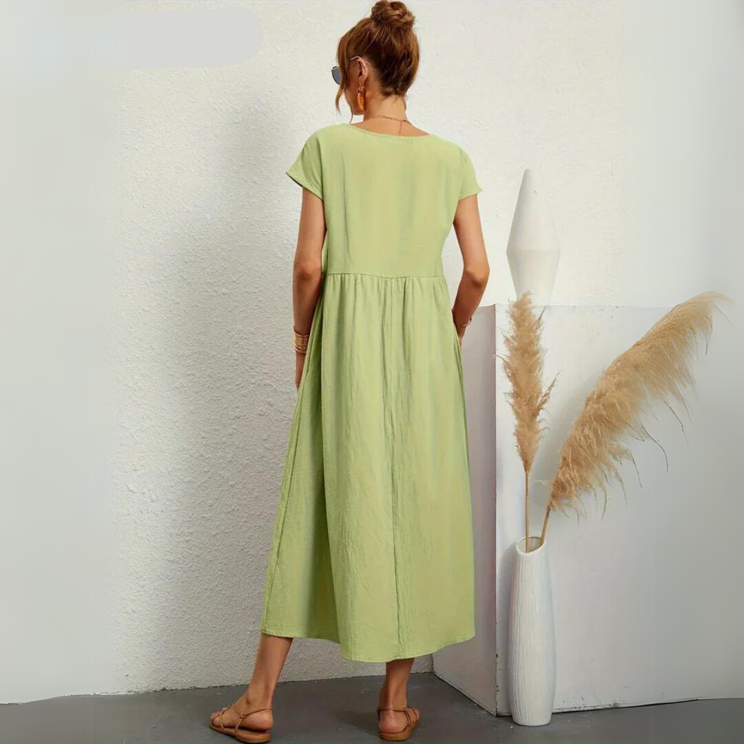 Isla | 100% Pure Cotton Casual Midi Dress