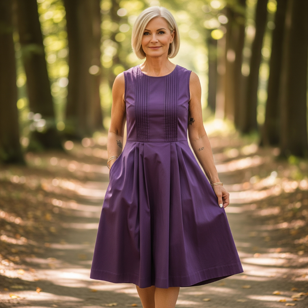 Amara – Crew Neck Pleated Dress