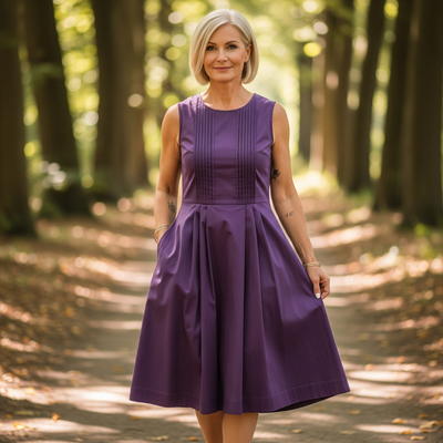 Amara – Crew Neck Pleated Dress