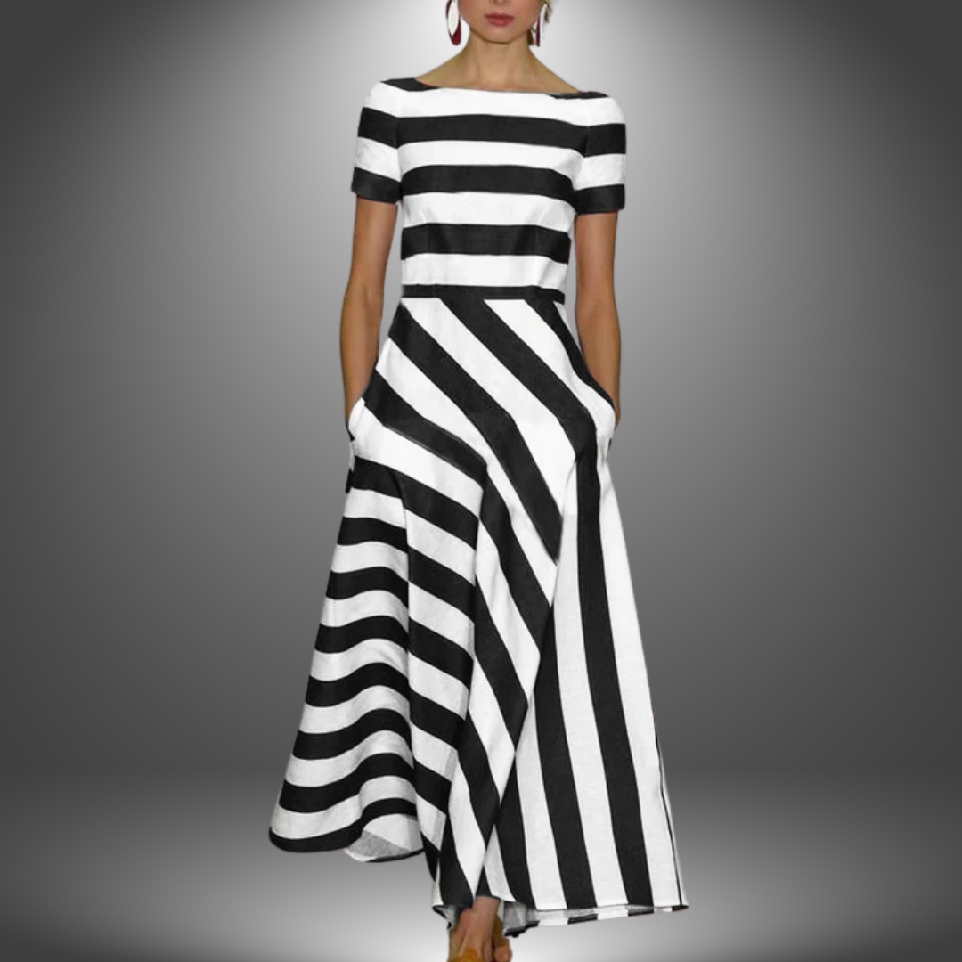 Malene | Striped Maxi Dress with A-Line