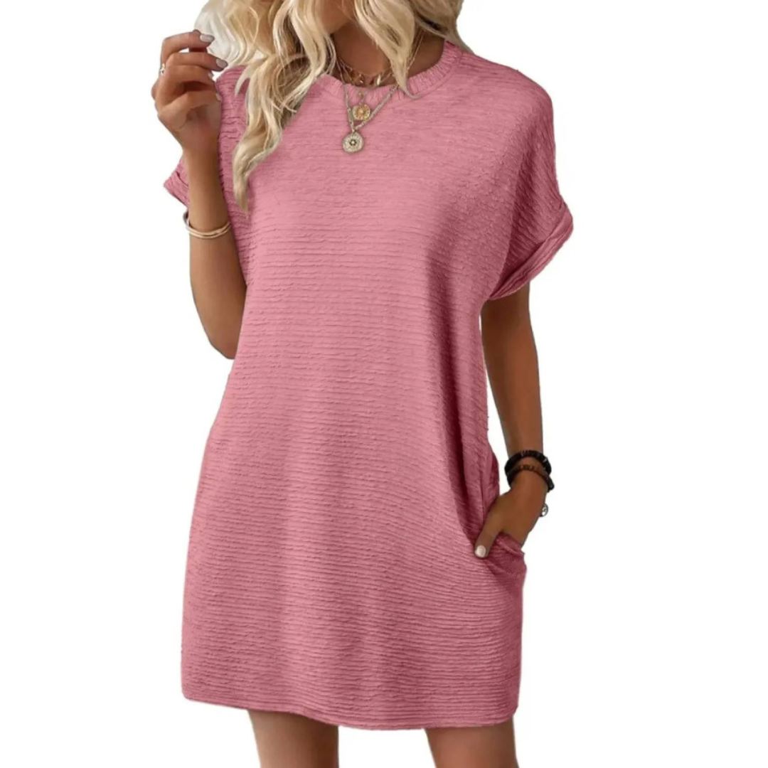 Evash  – Casual Minimalist Round Neck Summer Dress