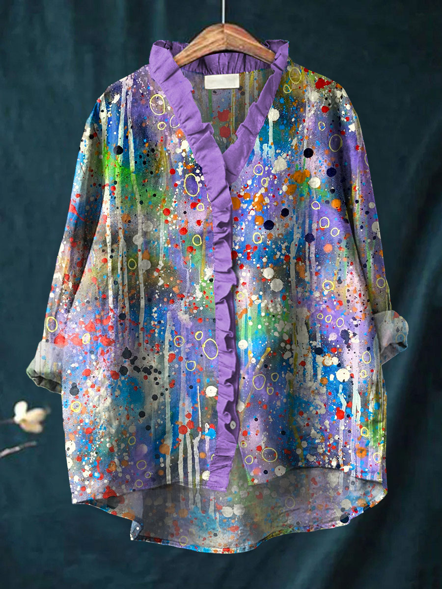 Xandra - Ruffle Collar Boho Blouse