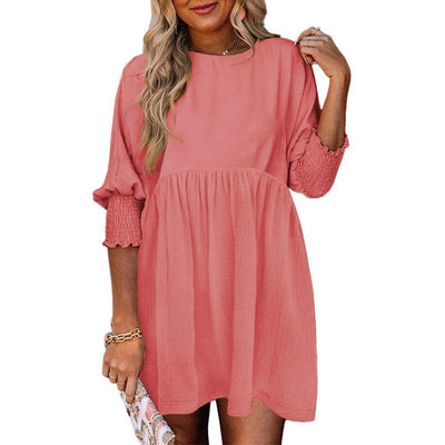 Mirasol - Crew Neck Loose Fit Mini Dress