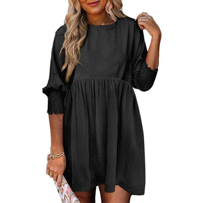 Mirasol - Crew Neck Loose Fit Mini Dress