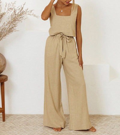 Megan | Minimalist Top and Wide-Leg Pants Set