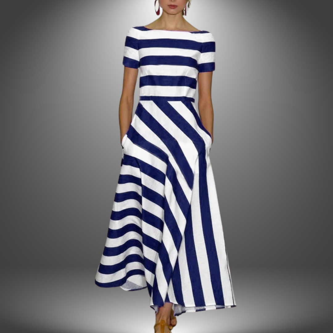 Malene | Striped Maxi Dress with A-Line