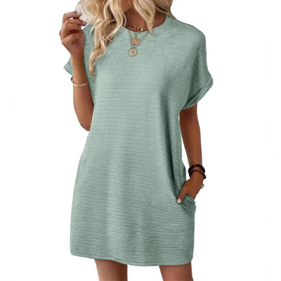 Evash  – Casual Minimalist Round Neck Summer Dress